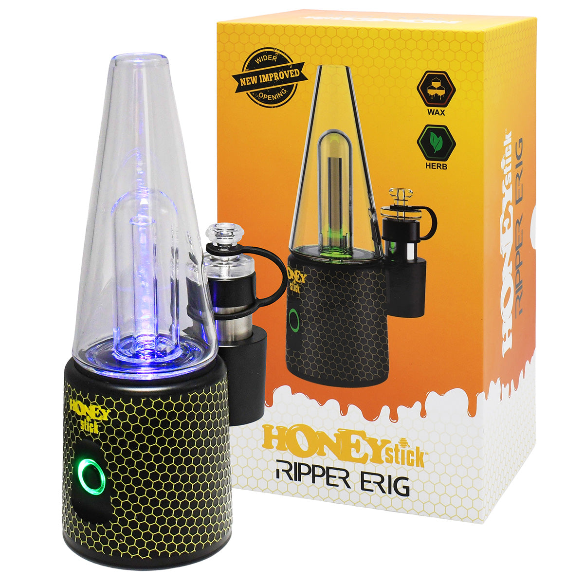 HoneyStick E Rig for vaping dabs concentrates and dry herbs